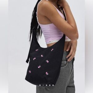 Baggu UO Exclusive Rose Embroidery Small Nylon Sling Crossbody Bag tote